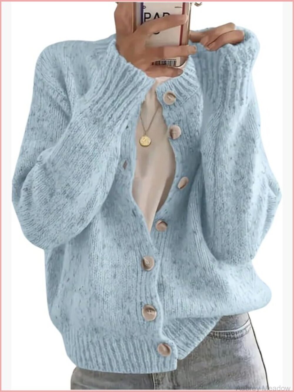 Button Down Cardigan Sweater - Crewneck Long Sleeve Knit Outerwear